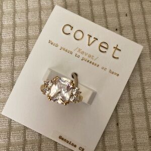 Showstopper Covet CZ Costume Jewelry ring NWT sz 6 Gold Tone
